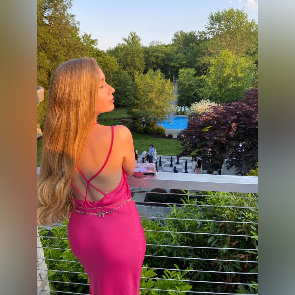 Zara Hot Pink Strappy Back Maxi Dress